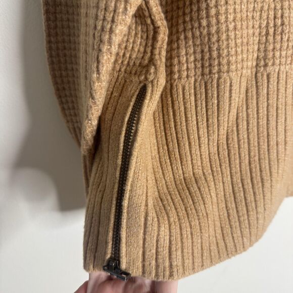 LL Bean Sweater Womens Medium Beige Tan Turtleneck Pullover Side Zip Knit - Picture 5 of 11